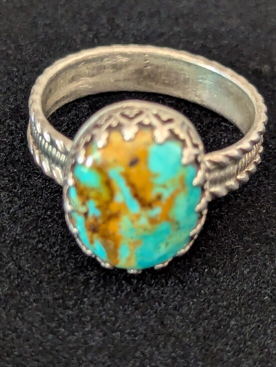 Jewelry - Vintage Southwestern Sterling Silver Matrix Turquoise Ring - Handcrafted Size 10